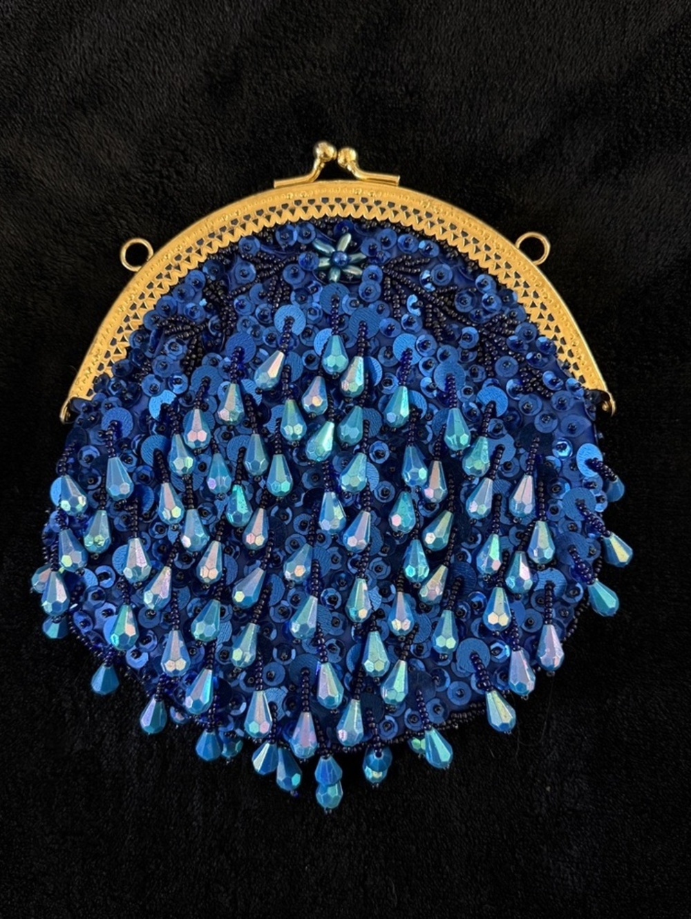 Vintage Iridescent Beaded Sequins Formal Evening Clutch Bag - Picture 2 of 5